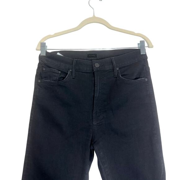 Mother The Insider Crop Step Fray Jeans in Not Guilty Black Mid Rise Size 29 - Picture 3 of 16